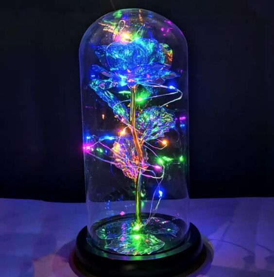 Троянда в колбі з LED підсвічуванням, Галактична троянда в скляній колбі   знижка | Зображення 8