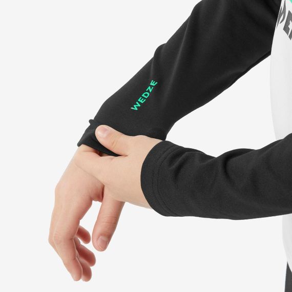 Термофутболка дитяча BL 500 для лижного спорту чорна/біла з принтом - 6 р 115-124 см | Зображення 2