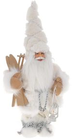 Интерьерная новогодняя фигурка Santa с лыжами 30см белый