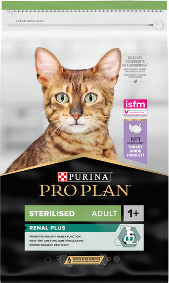 Сухий корм Purina PRO PLAN Sterilised Adult 1+ Renal Plus для дорослих стерилізованих котів, індичка 10 кг
