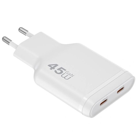 СЗУ WIWU G034 Essen PD45W GaN (2USB-C) White | Зображення 1