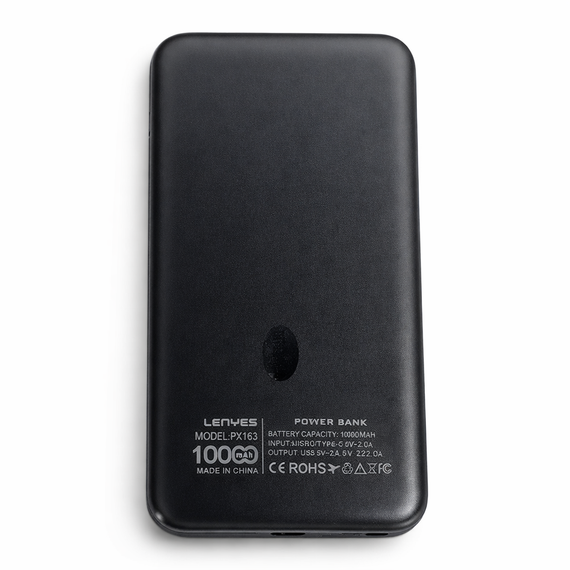 Зовнішній акумулятор Power Bank Lenyes PX163 10000 mAh li-ion два usb виходу 136х68х15 6 мм | Зображення 1