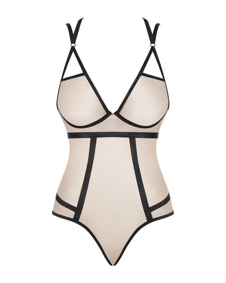 Боди с контрастными полосами Obsessive Nudelia teddy S/M sexstyle | Зображення 6