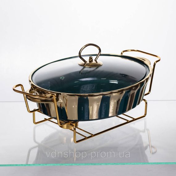 Мармит фарфоровый настольный овальный 1.5 литра мармитница с подогревом JY-6 | Зображення 1