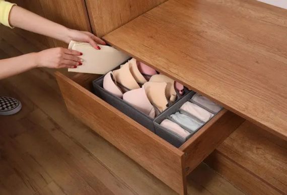 Органайзер 32×32×10 см на 7 відділень для зберігання нижньої білизни Темно-сірий | Зображення 4