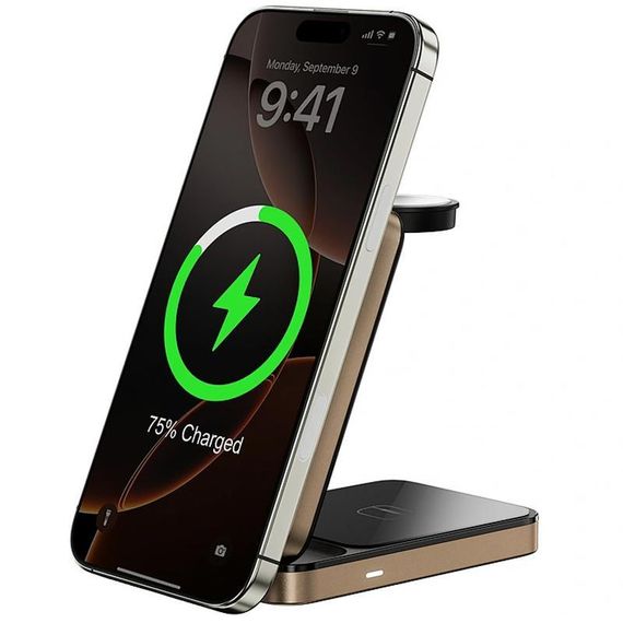 БЗУ WIWU Wi-W038 Triple 3 in 1 wireless charger Gold | Зображення 3