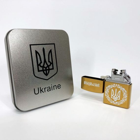 Дугова електроімпульсна запальничка USB Україна (металева коробка) HL-447. IH-725 Колір: золотий | Зображення 4