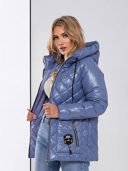 Жіноча стьобана куртка з блиском, арт.504, блакитний джинс | Зображення 6