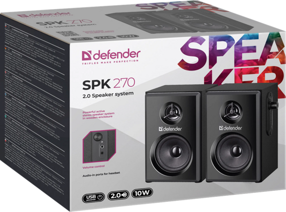 Акустика Defender 2.0 SPK-270 10Вт USB Black (65270) | Зображення 6