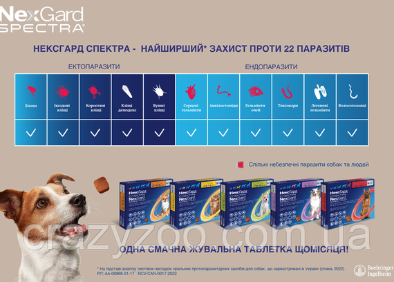 Таблетка против внешних и внутренних паразитов для собак NexGard Spectra от 3.5 до 7.5 кг ЦЕНА ЗА 1 ШТ 157594 | Зображення 1