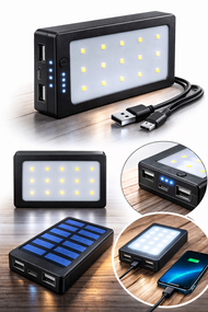 Сонячний Power Bank Solar 30000 mAh / Повербанк Solar 2xUSB з ліхтариком