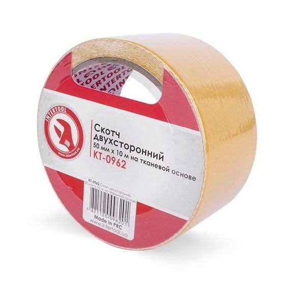 Скотч двосторонній на тканинній основі 10 м, 50 мм INTERTOOL KT-0962 | Зображення 1