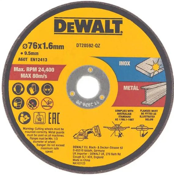 Набір кругів відрізних DeWALT 76х1,6х9,5 мм 3 шт (DT20592)