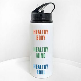Пляшка для води з трубочкою Healthy body, mind, soul 600 мл (PLV_25A058)