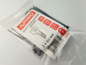 Хомут пластиковий APRO 80х3 (100 шт. в уп.) чорний, 1 ПАКОВКА (CT-B380)