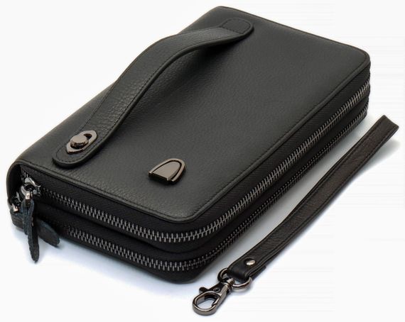 Чорний гаманець-клатч на дві блискавки з натуральної шкіри Marco Coverna B-5902B-1Q | Зображення 3