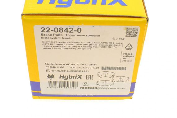 Колодки гальмівні передні Nissan Rogue 10-13 Opel Astra J 09- Insignia 08-17 Zafira C 11- 22-0842-0 | Зображення 8