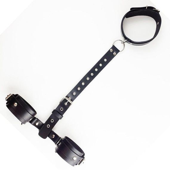 Фиксаторы для шеи и рук Art of Sex - Bondage Set из натуральной кожи, цвет черный Sex Aura | Зображення 5