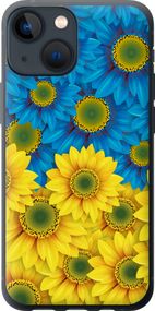 Чехол на iPhone 13 Mini Жёлто-голубые цветы "1048u-2373-17620"