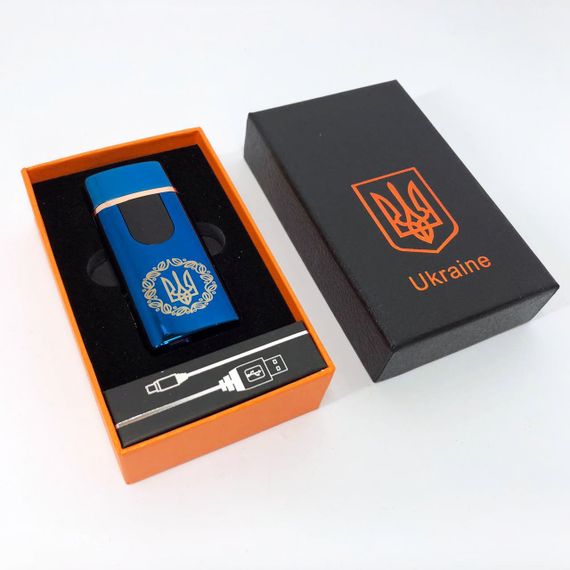 Электрическая и газовая зажигалка Украина с USB-зарядкой HL-435. IM-401 Цвет: синий | Зображення 7