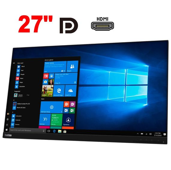 Монитор Б-класс Lenovo ThinkVision T27q-20 / 27" (2560x1440) IPS / 1x HDMI, 1x DisplayPort, 4x USB 3.1, 1x Audio / VESA 100x100 / Pivot / Без стойки б/у