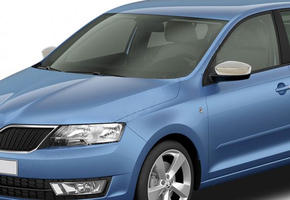 Накладки на дзеркала без вирізу під поворот (2 шт., нерж) для Skoda Rapid 2012-2024 рр | Зображення 2