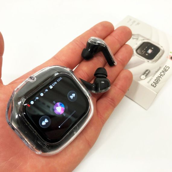 Бездротові вакуумні навушники TWS з дисплеєм LED, вологозахист IPx4 Bluetooth 5.4 з кейсом. Колір: чорний | Зображення 1