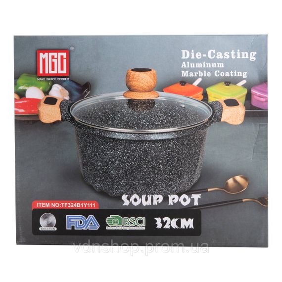 Велика алюмінієва каструля об'ємом 11 літрів з антипригарним покриттям Ø32 см HP-4-435CO | Зображення 4