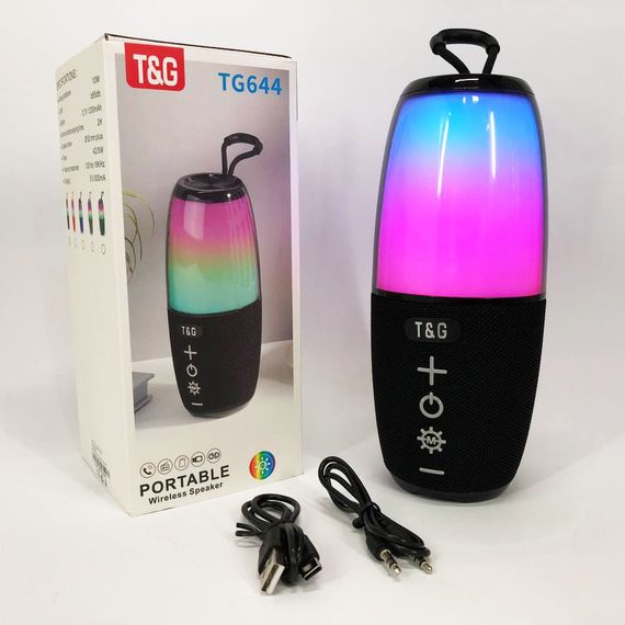 Портативна колонка TG644 5W з RGB підсвічуванням та ремінцем. QI-904 Колір: чорний | Зображення 4