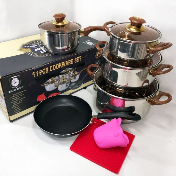 Набір каструль для дому VS-1006-11 (11 предметів) / Набір посуду / Набір DH-149 посуду каструлі | Зображення 5