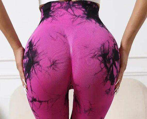 Легінси жіночі спортивні з пуш-ап Tie Dye 18703 S рожевий мармур | Зображення 3