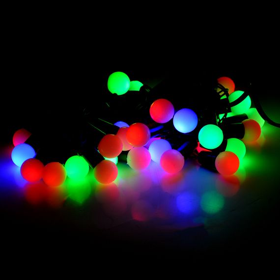 Гірлянди 28LED (Шарики) Червоний / Зелений / Синій / Жовтий, 1 режим, 5метрів, чорна ізоляція, Пакет