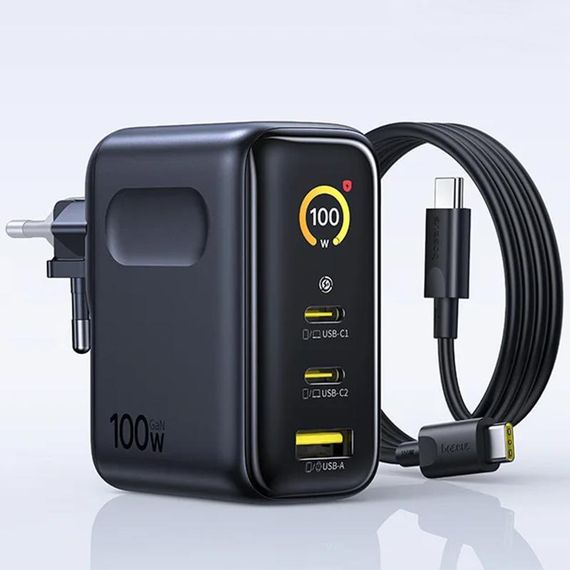 МЗП Baseus PicoGo AE21 Fast Charger 100W (1USB-A/2C) + кабель Type-C to Type-C (E0121B) Cosmic Black | Зображення 4