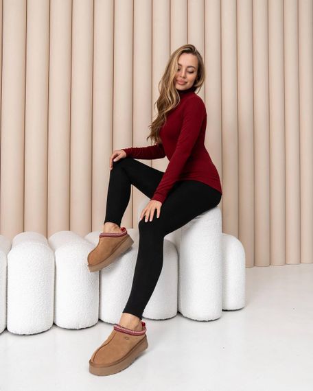 Женская теплая водолазка-гольф полушерсть на термо флисе цвет бордовый размер 50 DM09.09 | Зображення 4