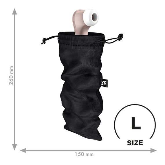 Мішечок для секс-іграшок Satisfyer Treasure Bag L, чорний, на шнурку