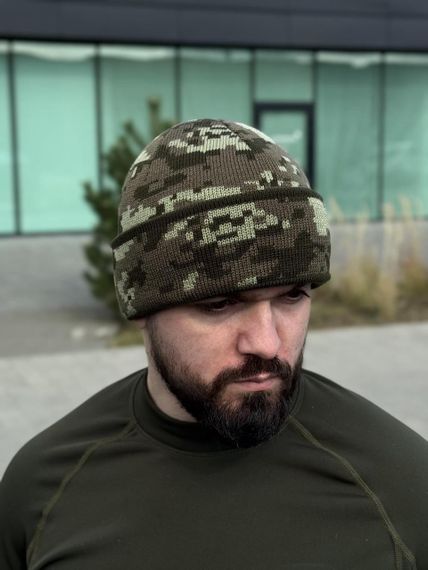 Шапка в*язана піксель з відворотом | Зображення 7