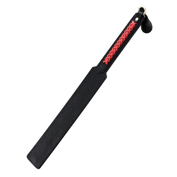 Паддл LOCKINK SEVANDA Braided-handle Spanking Paddle, чорно-червоний, гладенький, з плетінням на ручці | Зображення 4