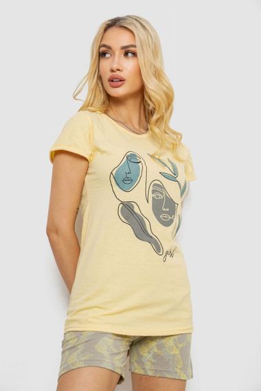 Пижама женская с принтом, цвет желтый, 243R3055 | Зображення 2