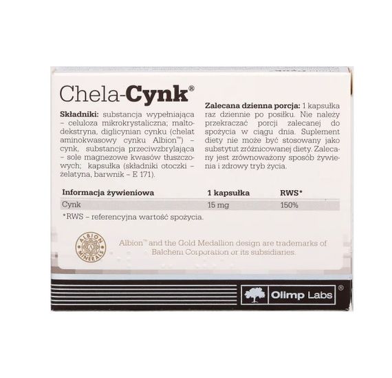 Микроэлемент Цинк для спорта Olimp Nutrition Chela-Cynk 30 Caps | Зображення 1