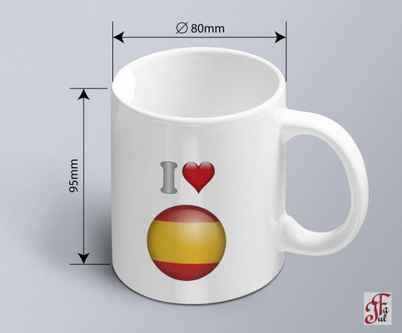 Чашка  з принтом я люблю Іспанію з зображенням прапору  (02010109041) | Зображення 1