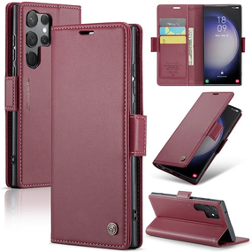 Кожаный чехол-книжка Retro Case для Samsung Galaxy S23 Ultra цвет Красный