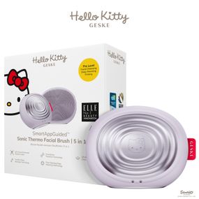 Електронна ультразвукова термощітка для обличчя GESKE Sonic Thermo Facial Brush 5в1 by Hello Kitty purple