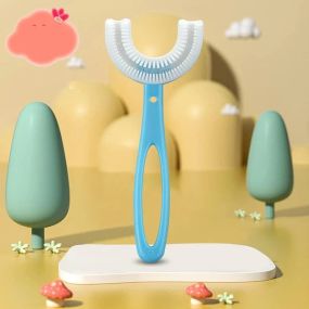 Дитяча зубна щітка дитяча U-подібна капа 2-12 років на 360 градусів (блакитна, рожева)
