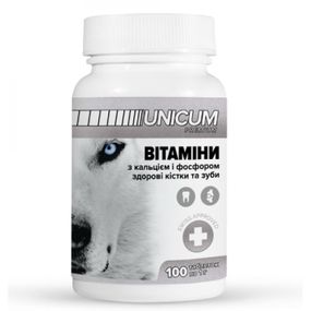 Витамины для собак с кальцием и фосфором Unicum Premium, 100 табл