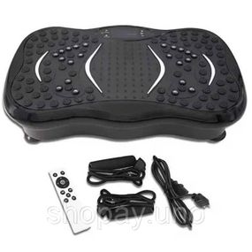 Фітнес віброплатформа з Bluetooth, 99 рівнів, 5 програм, еспандери, 150 кг, 52×32×13.5 см