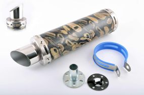 Глушитель (тюнинг)   300*90mm, креп. Ø48mm   (нержавейка, змеиная кожа, прямоток, тип:3)