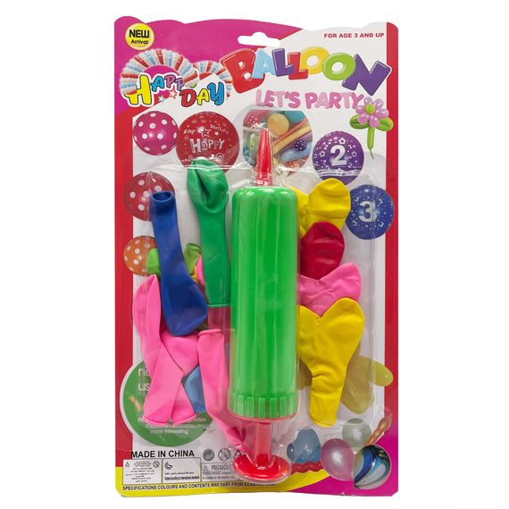 Набор Воздушных шаров "Сердце" MK5479 насос, 17 шт, на листе Зеленый