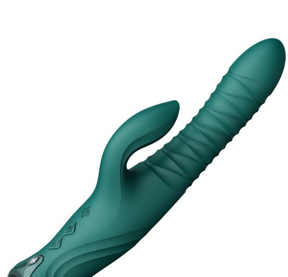 Смарт пульсатор-кролик с вибрацией Zalo Mose 2 Turquoise Green, подогрев до 42°C, кристалл Swarovski Sex Aura | Зображення 9