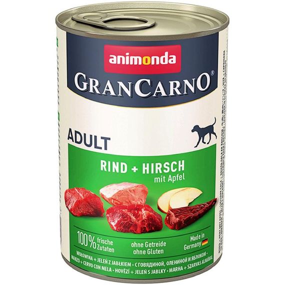 Вологий корм для дорослих собак Animonda GranCarno Original Adult яловичина та олениною з яблуком 400 г (4017721827539)