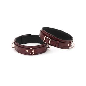 Фіксатори для стегон Liebe Seele Wine Red Thigh Cuffs L Size, натуральна шкіра Sex Aura